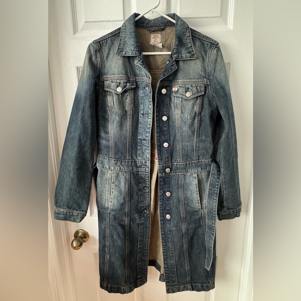 Miss Sixty Long Denim Jacket - Blue